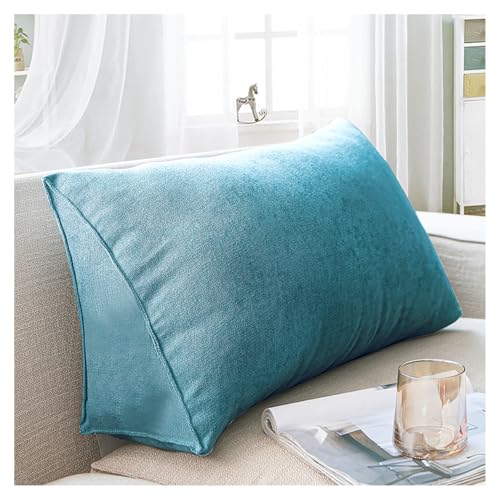Lesekissen für Bett und Sofa, Komfortables Rückenkissen, weiches Stützkissen zum Lesen und Entspannen, mit abnehmbarem und waschbarem Bezug(Peacock Blue,60x35x20cm) von Yekuhe