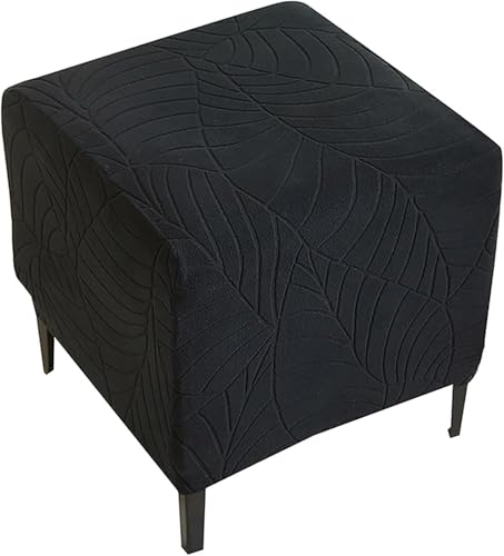 Yekuhe Hockerbezug Quadratisch 40x40 Ottoman Cover Ottomane Schonbezug Hocker Hussen für Fußhocker Stretch Ottomane Abdeckung Hocker Protector Hockerabdeckung(Black) von Yekuhe