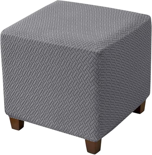 Yekuhe Hockerbezug Quadratisch 40x40 Ottoman Cover Ottomane Schonbezug Hocker Hussen für Fußhocker Stretch Ottomane Abdeckung Hocker Protector Hockerabdeckung(Dark Gray) von Yekuhe