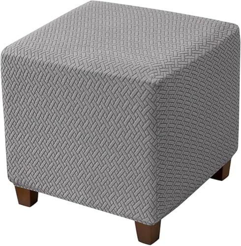 Yekuhe Hockerbezug Quadratisch 40x40 Ottoman Cover Ottomane Schonbezug Hocker Hussen für Fußhocker Stretch Ottomane Abdeckung Hocker Protector Hockerabdeckung(Gray) von Yekuhe