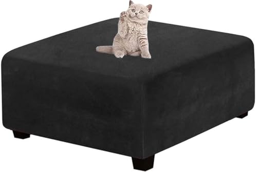 Yekuhe Ottomane Schonbezug Quadratische Stretch Hocker Bezug Samt Hocker Bezug für Ottomane Quadratisch Überzug Hockerbezug Quadratische Ottomane Abdeckungen (Color : A2, Size : 60x60cm/24x24in) von Yekuhe