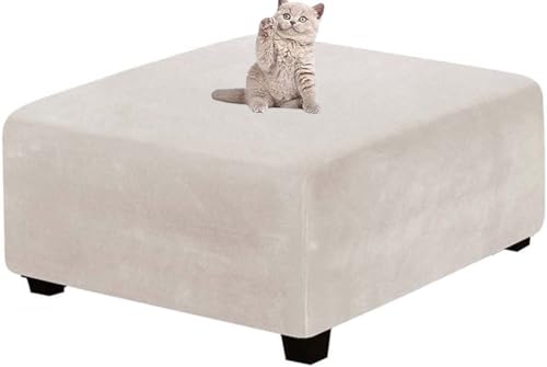 Yekuhe Ottomane Schonbezug Quadratische Stretch Hocker Bezug Samt Hocker Bezug für Ottomane Quadratisch Überzug Hockerbezug Quadratische Ottomane Abdeckungen (Color : A4, Size : 60x60cm/24x24in) von Yekuhe