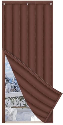Yekuhe Thermo Türvorhang Kälteschutz 80 x 200/90 x 200/100 X 210 cm, Wärmeschutzvorhang für Türen Winddichte Thermovorhang Tür(Brown,80 X 200 cm) von Yekuhe