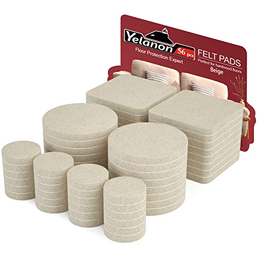 Yelanon Filzgleiter Selbstklebend - 56 Stück Für Stühle Und Möbelfüße - Möbelgleiter Beige von Yelanon
