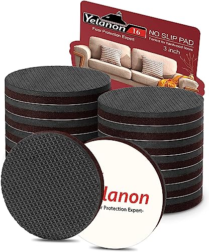 Yelanon Anti Rutsch Pads 16 Pcs 3 Inch Selbstklebend, Antirutsch Pads, Selbstklebende Gummimöbelfüße, Anti-Rutsch-Möbel-Hartholzbodenschoner für stühle von Yelanon