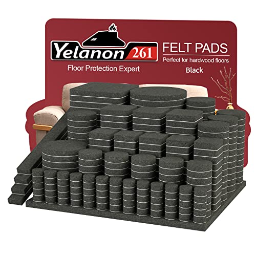 Yelanon Filzgleiter selbstklebend - 261 Stück Filzgleiter Set Groß Premium Möbelgleiter Filz Selbstklebend - Bester Bodenschoner Filz selbstklebend Möbelgleiter für Möbelfüße Schwarz von Yelanon