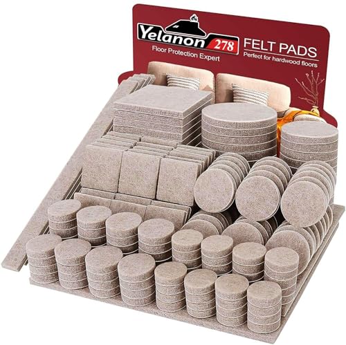 Yelanon Filzgleiter selbstklebend 278 Stück, Schneidbarer Filz für,Kratzfeste Möbelgleiter für Stühlemöbelgleiter,Möbelgleiter,Chair Leg Floor Protectors, Beige Yelanon Filzgleiter selbstklebend 278 Stück, Schneidbarer Filz für,Kratzfeste Möbelgleiter für Stühlemöbelgleiter,Möbelgleiter,Chair Leg Floor Protectors, Beige von Yelanon