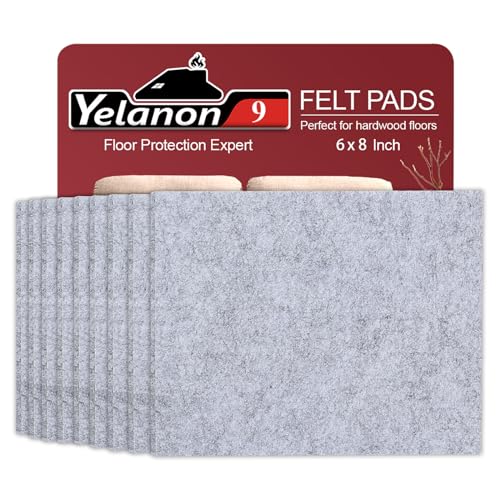 Yelanon Filzgleiter selbstklebend 9 Stück 8 x 6 Zoll, Schneidbarer Filz für,Kratzfeste Möbelgleiter für Stühlemöbelgleiter,Möbelgleiter,Chair Leg Floor Protectors,Grau von Yelanon