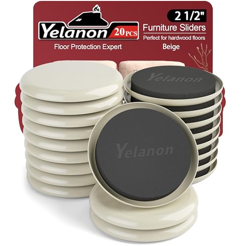 Yelanon Möbelgleiter (6,3 cm, Beige) – 20 Stück Bodenschoner & Schieber – Multi-Oberflächen, nicht beschädigende Pads – mühelose Gleittechnologie von Yelanon