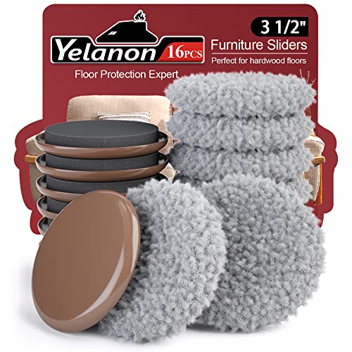 Yelanon Möbelgleiter – 8 Stück 8,9 cm runde Möbelgleiter für Teppich- und Hartholzböden, robuste Möbelgleiter, wiederverwendbare bewegliche Pads, Bodenschoner für verschiedene Oberflächen von Yelanon