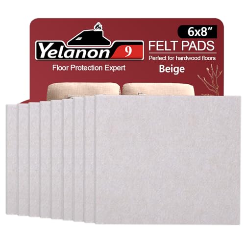 Yelanon Filzgleiter selbstklebend 9 Stück 8 x 6 Zoll, Schneidbarer Filz für,Kratzfeste Möbelgleiter für Stühlemöbelgleiter,Möbelgleiter,Chair Leg Floor Protectors, Beige von Yelanon