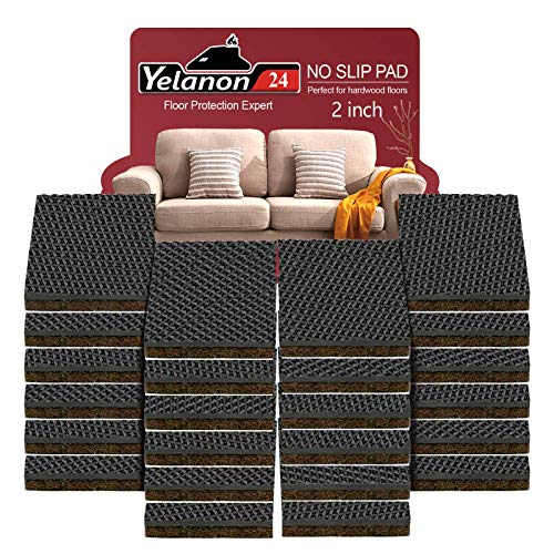 Yelanon Antirutsch Pads 24 Stück 2" Quadrat - Antirutsch Gummi Selbstklebend, Selbstklebend Möbelstopper für Fliesen, Holz und Laminatböden - für optimalen Bodenschutz und Kratzschutz von Yelanon