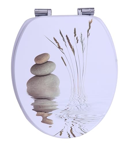 Yelcona WC Sitz mit Absenkautomatik mit Motiv, Klobrille mit hohem Sitzkomfort, WC Deckel mit robustem und stabilem Holzkern, hochwertiger Toilettendeckel aus Holz (Balance) von Yelcona