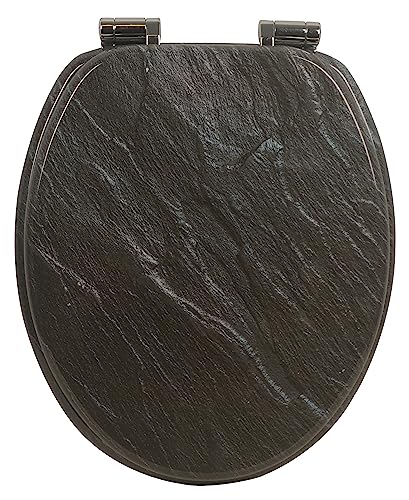 Yelcona WC Sitz mit Absenkautomatik mit Motiv, Klobrille mit hohem Sitzkomfort, WC Deckel mit robustem und stabilem Holzkern, hochwertiger Toilettendeckel aus Holz (Granit) von Yelcona