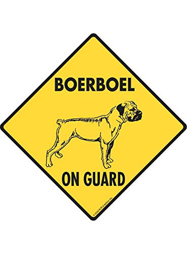 YelenaSign Metall-Warnschild, 30,5 x 30,5 cm, Blechschild, Warnung! Boerboel On Guard Metallschild aus Aluminium mit Hundemotiv von YelenaSign