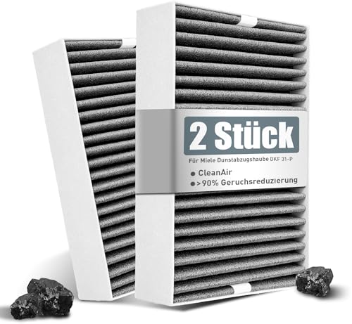 2 Aktivkohlefilter für Miele Dunstabzugshaube DKF 31-P Kompatibel mit DAS 4x40 DAS 8x30 und Nach DKFS 31-P für DAS 2x20 DAS 4x20 DAS 4x30 von Yelid