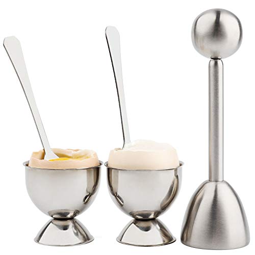 Eierschneider-Set mit weicher, hart gekochten Eiern, Eierknacker mit 2 Tassen, 2 Löffeln, 1 Topper, Cutter Shell Separator Entferner, Edelstahl Küchenwerkzeug Eierschneider-Set mit weicher, hart gekochten Eiern, Eierknacker mit 2 Tassen, 2 Löffeln, 1 Topper, Cutter Shell Separator Entferner, Edelstahl Küchenwerkzeug von YellRin