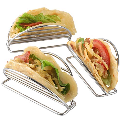 Taco-Halter Ständer Edelstahl Taco Rack Tablett Stand Up Halter Küche Set für Tortillas, Burritos, Partys & Restaurants (Taco Halter) von YellRin