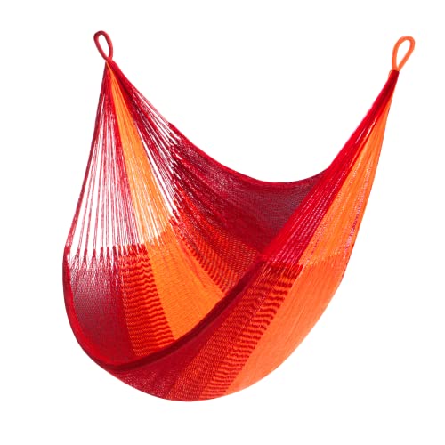 Yellow Leaf Hängesessel, handgewebt, passend für 1 Person, max. 150 kg, Rückschlagfunktion für den ganzen Körper, wetterfest, ultraweich, zum Aufhängen überall, Farbe: Rot-Orange von Yellow Leaf Hammocks