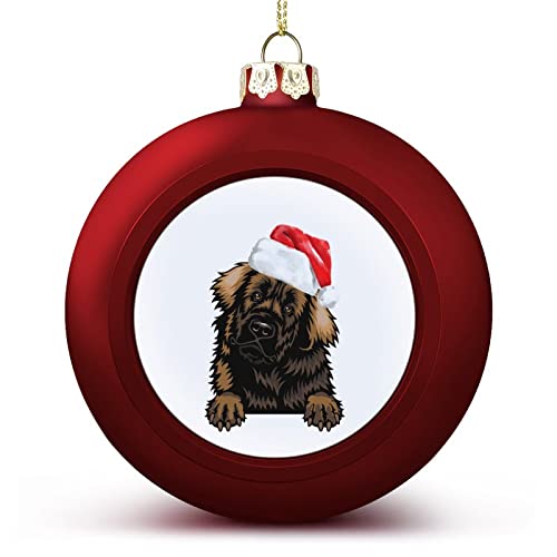 1 x Weihnachtskugeln, Ornamente, Leonberger, Weihnachtsdekoration, Frohe Weihnachten, Hund mit Weihnachtsmützen, Baumkugeln für Urlaub, Weihnachten, Party-Dekoration von Yelolyio