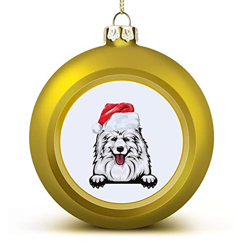 1 x Weihnachtskugeln, Ornamente, Samojede, Weihnachtsdekoration, Frohe Weihnachten, Hund mit Weihnachtsmützen, Baumkugeln für Urlaub, Weihnachten, Party-Dekoration von Yelolyio