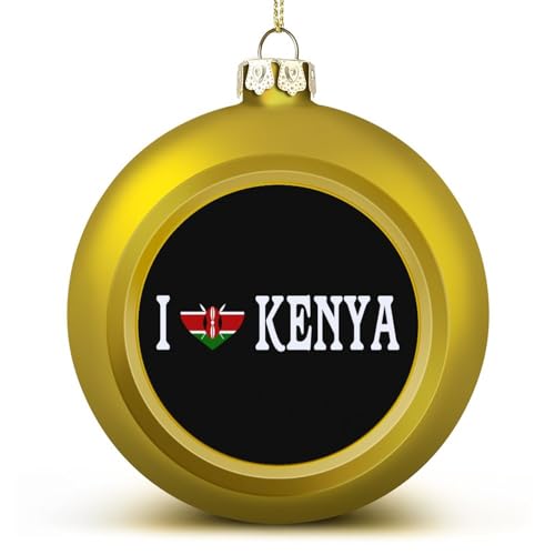1PCS Weihnachtskugeln Ornamente I Love Kenia Weihnachtsdekorationen Kenia Baum Kugeln für Urlaub Weihnachten Party Dekoration von Yelolyio