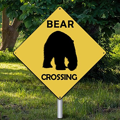 Bear Xing Bear Crossing Warning Metallschild Bär Dekor Neuartige Straße Blechschild Vorsicht Gefahr Tier Xing Straßenschild Vintage Wanddekoration für den Innenbereich 38,1 x 38,1 cm von Yelolyio