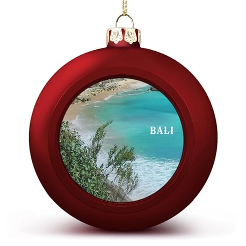 Foto von Strand auf Bali Weihnachtskugeln Ornamente Weihnachtsdekorationen Baumkugeln für Urlaub Hochzeit Party Dekoration, Xmas Hängende Kugeln Baumschmuck Geschenke für Familie von Yelolyio