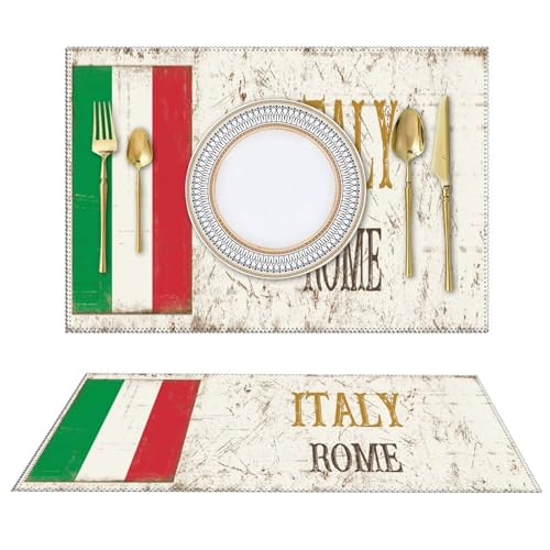 Italien Rom Tischsets 4er Set Dekorative PVC Platzset für Küche Esstisch Italien Abwaschbar Platzsets Hitzebeständig rutschfest Tischmatten von Yelolyio