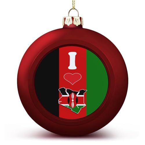 Kenia-Flagge, Karte, Weihnachtskugeln, Ornamente, I Love My Country, Kenia, Weihnachtsschmuck, Baumkugeln für Urlaub, Hochzeit, Party, Dekoration, Xmas Hängende Bälle, Baumschmuck von Yelolyio