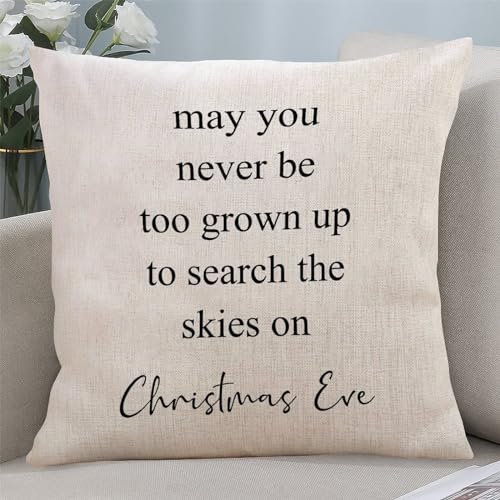 Kissenbezug mit Aufschrift "May You Never Be Too Grown Up To Search The Skies On Christmas Event", quadratisch, mit Zitaten, für Zuhause, Sofa, Couch, Auto, Wohnzimmer, Stuhl, Bauernhaus, Büro Kissenbezug mit Aufschrift "May You Never Be Too Grown Up To Search The Skies On Christmas Event", quadratisch, mit Zitaten, für Zuhause, Sofa, Couch, Auto, Wohnzimmer, Stuhl, Bauernhaus, Büro von Yelolyio