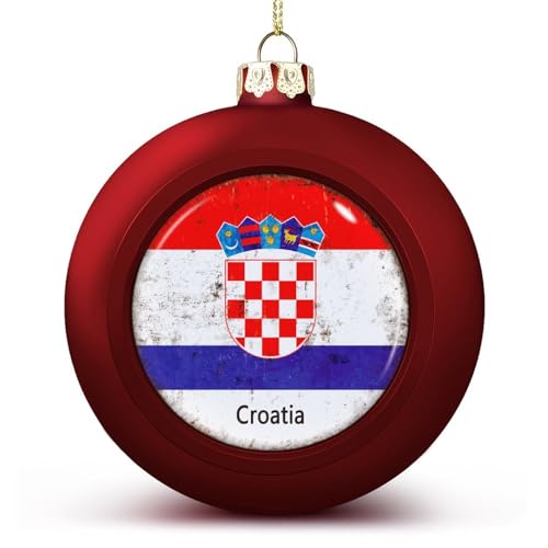 Yelolyio Kroatien Länderflagge Weihnachtskugeln Ornamente Weihnachten Kroatien Hängende Kugel Deko für Weihnachtsbäume, Urlaubsparty Neujahr Geschenk von Yelolyio