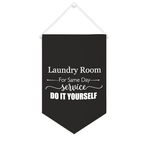 Leinwand-Banner mit Aufschrift "Laundry Room For Same Day Service Do It Yourself", inspirierend, Wandbehang, Flagge, Banner, Wand, Zuhause, dekoratives Kunstwerk für Wohnzimmer, Schlafzimmer, Büro von Yelolyio