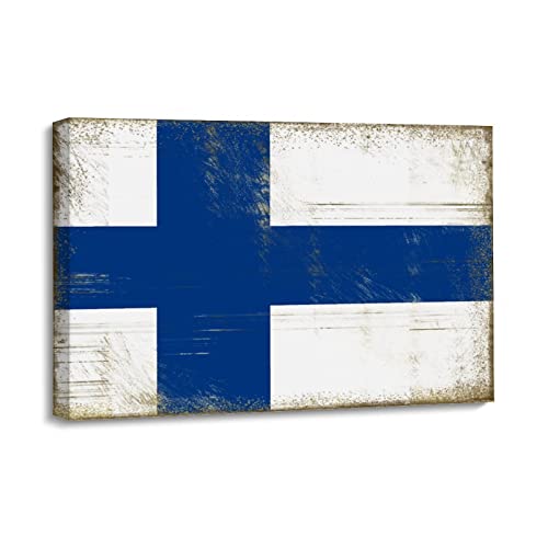 Leinwanddruck, Finnland-Flagge, Poster, Finnland-Wandkunst, Gemälde für Wohnzimmer, Wandkunstwerke für Schlafzimmer, Dekoration, Küche, Wanddekoration, 20 x 30 cm von Yelolyio