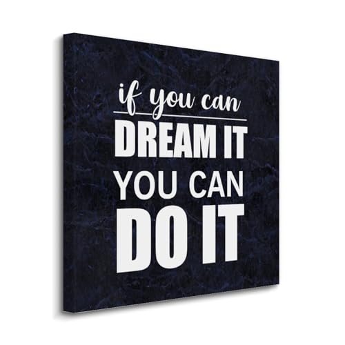 Leinwanddruck "If You Can Dream It,you Can Do It", Leinwand-Kunstdrucke auf Leinwand, fertig zum Aufhängen, positive Sprüche, Wanddrucke, Dekoration für Wohnzimmer, Badezimmer, Schlafzimmer, 30,5 x von Yelolyio
