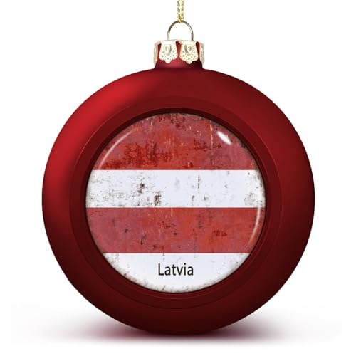 Lettland Landflagge Weihnachtskugeln Ornamente Weihnachten Lettland Hängende Kugel Deko für Weihnachtsbäume, Urlaubsparty Neujahr Geschenk von Yelolyio