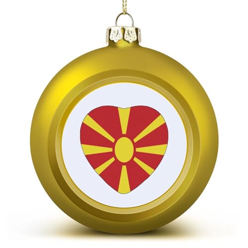 Yelolyio Mazedonien Weihnachtskugeln Ornamente Weihnachten Mazedonien Flagge Hängende Kugel Deko für Weihnachtsbäume, Urlaubsparty Neujahr Geschenk von Yelolyio