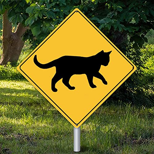 Metallschild Plakette Katze Xing Katze Crossing Warnschild Vorsicht Vorsicht vor Katze Kreuzung Zone Wetterfest Tierschild Rost Tier Straßenschild für Tor Hinterhof Dekor 38,1 cm von Yelolyio