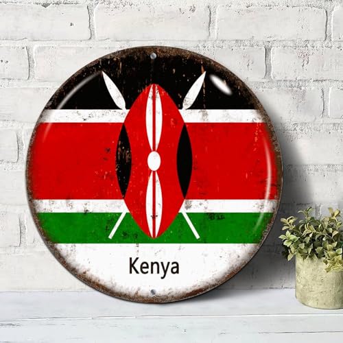 Metallschild mit Kenia-Nationalflagge, rund, 30,5 x 30,5 cm, Kenia, Aluminium-Blechschilder für Innen- und Außenbereich, Haustür, Willkommensdekoration, Wandkunst-Poster Metallschild mit Kenia-Nationalflagge, rund, 30,5 x 30,5 cm, Kenia, Aluminium-Blechschilder für Innen- und Außenbereich, Haustür, Willkommensdekoration, Wandkunst-Poster von Yelolyio