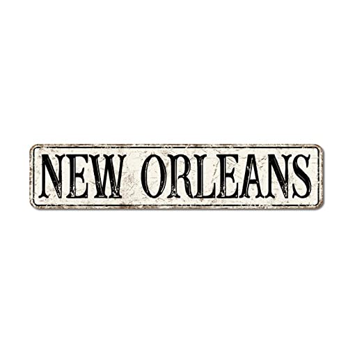 New Orleans Straßenschilder, individuelles New Orleans Metallschild New Orleans Metallblechschild rustikale Wandkunst Bauernhaus dekoratives Schild für Schlafzimmer Wohnzimmer Veranda von Yelolyio