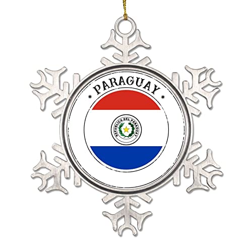 Paraguay Nationalflagge Metall Ornament Paraguay Weihnachten Ornament Metall Hängende Andenken Neujahr Urlaub Dekoration Schneeflocke Ornament von Yelolyio