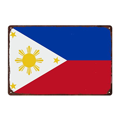Philippinen Metall Blechschild Wanddekoration Philippinen Flagge Schild Wandplakette, patriotische Landflagge Blechschild für Wanddekoration, Heimwandschilder, 30,5 x 45,7 cm von Yelolyio