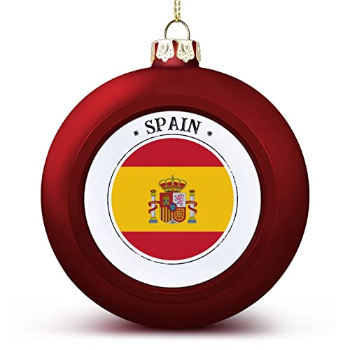 Spanien Weihnachtskugeln Ornamente Weihnachten Spanien Nationalflagge Hängende Kugel Dekorativ für Weihnachtsbäume, Urlaubsparty, Neujahrsgeschenk von Yelolyio