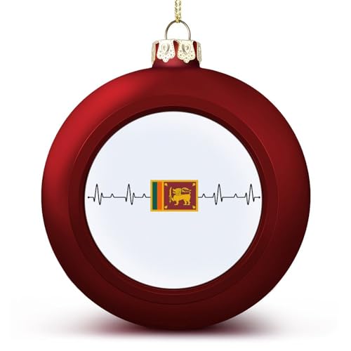 Yelolyio Sri Lanka Weihnachtskugeln Ornamente Weihnachten Sri Lanka Flagge Herzschlag Hängende Kugel Deko für Weihnachtsbäume, Urlaubsparty Neujahr Geschenk von Yelolyio