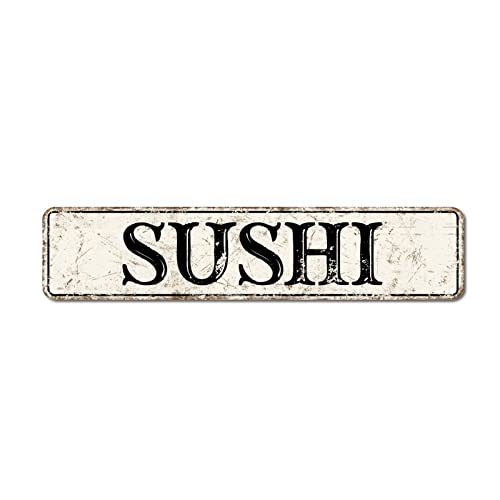 Sushi-Straßenschilder, individuelles Sushi-Metallschild, Sushi-Metallblechschild, rustikale Wandkunst, Bauernhaus, dekoratives Schild für Schlafzimmer, Wohnzimmer, Veranda von Yelolyio