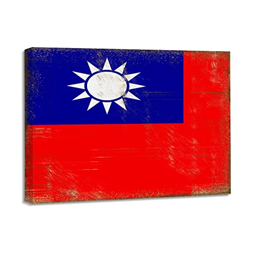 Taiwan-Flagge, Leinwanddruck, Poster, Taiwan, Wandkunst, Gemälde für Wohnzimmer, Wandkunstwerke für Schlafzimmer, Dekoration, Küche, Wanddekoration, 40 x 50 cm von Yelolyio