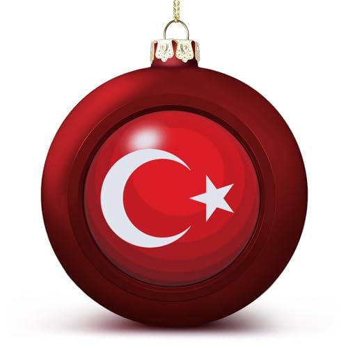 Yelolyio Türkei Weihnachtskugeln Ornamente Weihnachten Türkei Flagge Hängende Kugel Deko für Weihnachtsbäume, Urlaubsparty Neujahr Geschenk von Yelolyio