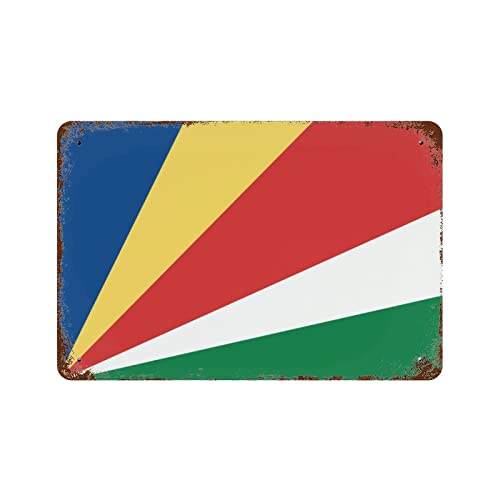 Vintage Metallschild Seychellen Nationalflagge Retro Blechschilder Metallschild Straßenschilder Café Bar Pub Bier Club Wand Home Decor 30,5 x 20,3 cm von Yelolyio