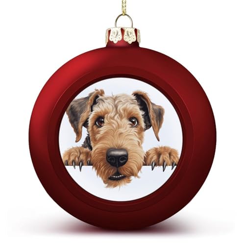 Weihnachtskugel mit Welpen-Motiv, Airedale Terrier, hängende Kugel, dekorativ für Weihnachtsbäume, Feiertagsparty, Neujahrsgeschenk Weihnachtskugel mit Welpen-Motiv, Airedale Terrier, hängende Kugel, dekorativ für Weihnachtsbäume, Feiertagsparty, Neujahrsgeschenk von Yelolyio