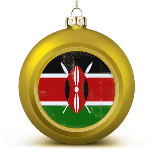Weihnachtskugeln Ornamente Vintage Kenia Nationalflagge Weihnachtsdekorationen Kenia Baumkugeln für Urlaub Weihnachten Party Dekoration von Yelolyio